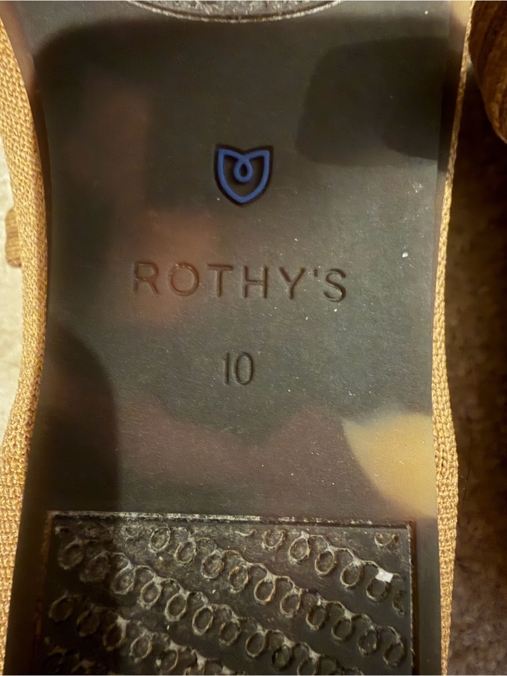 Rothy's Tan Mary Jane Flats with Blue Trim - Picture 8 of 10